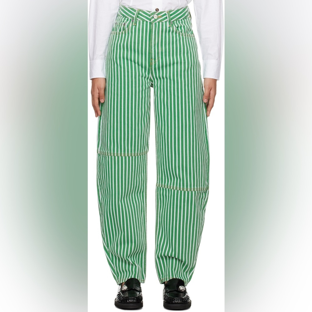 GANNI Green stripe Stary Jeans